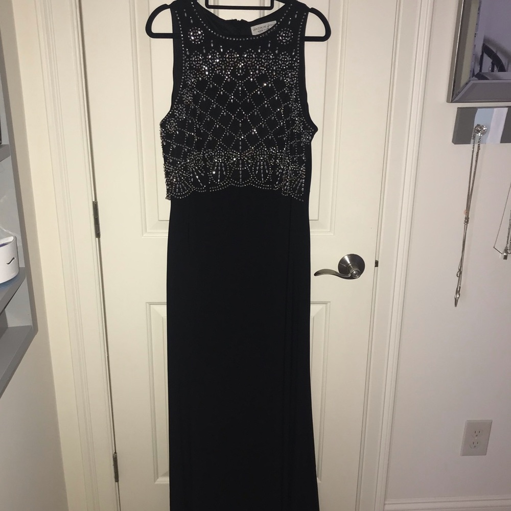Black floor length dress with sequins